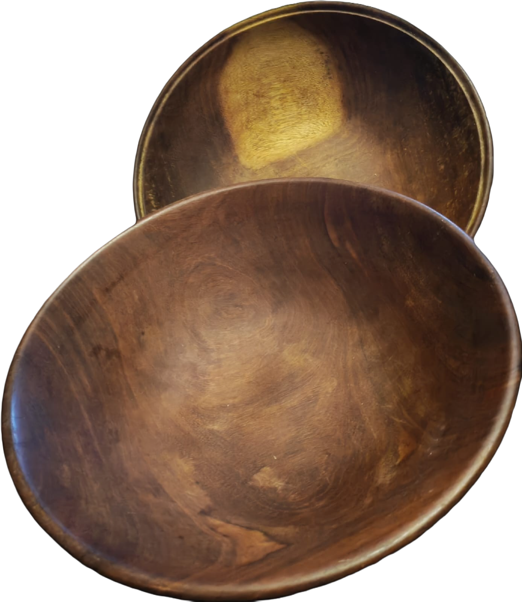 Wooden salad/roll bowls